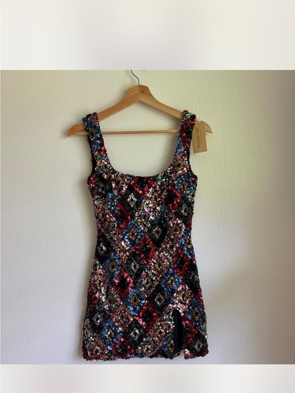 Sequin Diamond-Print Mini Dress - Multicolor